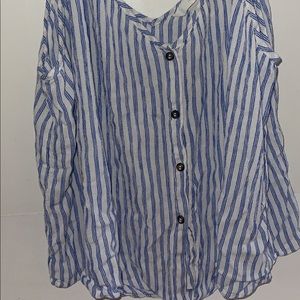 Blue and white striped tank with tie